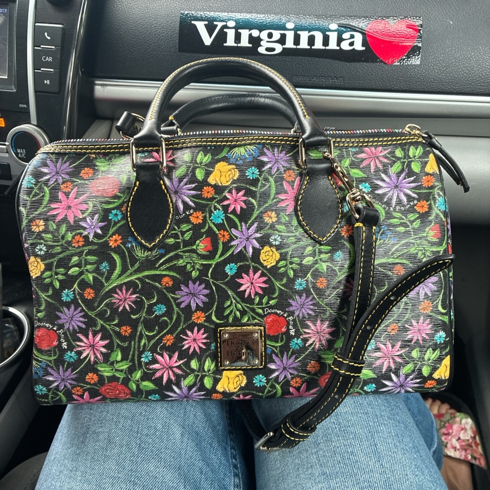 Floral Black Handbag